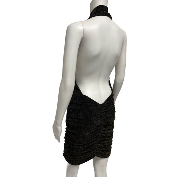 Fashion Nova Women's Sleeveless Halter Neck Black Sparkly Cocktail Dress Size XL - Picture 2 of 13
